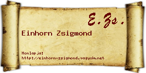 Einhorn Zsigmond névjegykártya
